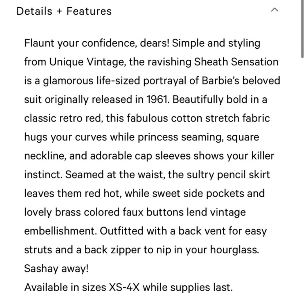 ❤️PRICE FIRM❤️Barbie™ Unique
Vintage Red Sheath
Sensation Wiggle Dress - Picture 4 of 16